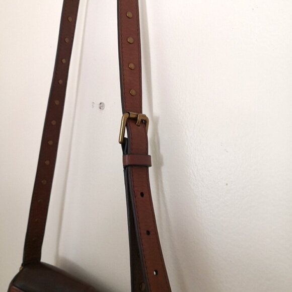 Fossil Women's Emi Multi Brown Color Block Crossbody Leather Handbag Saddle - Picture 6 of 10